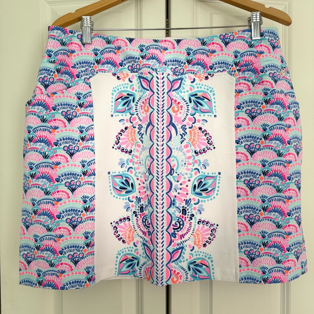 Bright Floral Print Mini Skirt - Pink, Blue & White